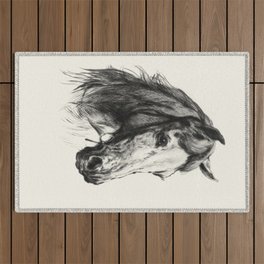 Horse Portrait Drawing by Heywood Hardy Outdoor Rug