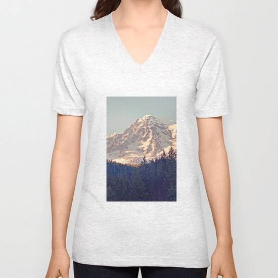 Mount Rainier Retro Unisex V-Neck