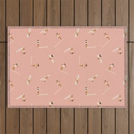 Pink peach surf girls Outdoor Rug