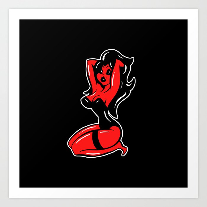 Sexy Devil Woman Pin Up Cartoon Art Print