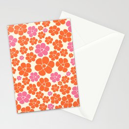 Flower Pattern - Pink, Orange and Cream Stationery Card
