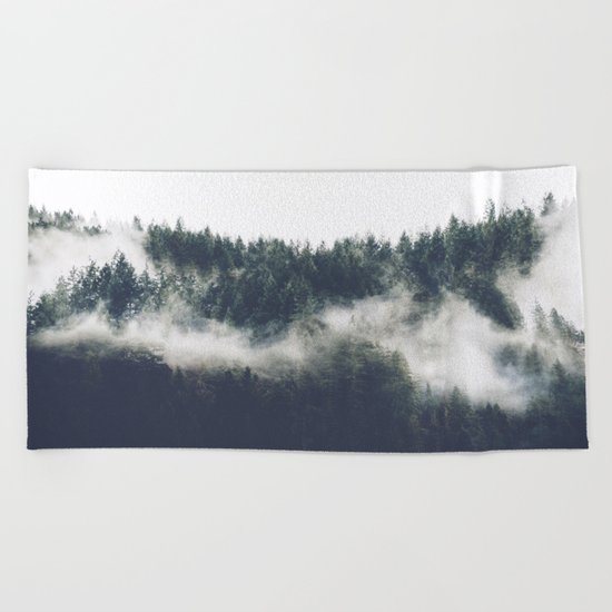 Abstract Forest Fog Beach Towel