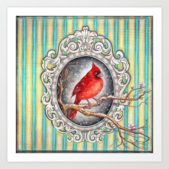RED CARDINAL in FRAME Art Print