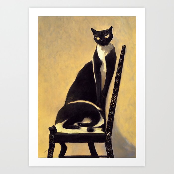 Tall Cat in a Chair Art Print
