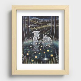 Sweet Rabbits In Moonlight Recessed Framed Print