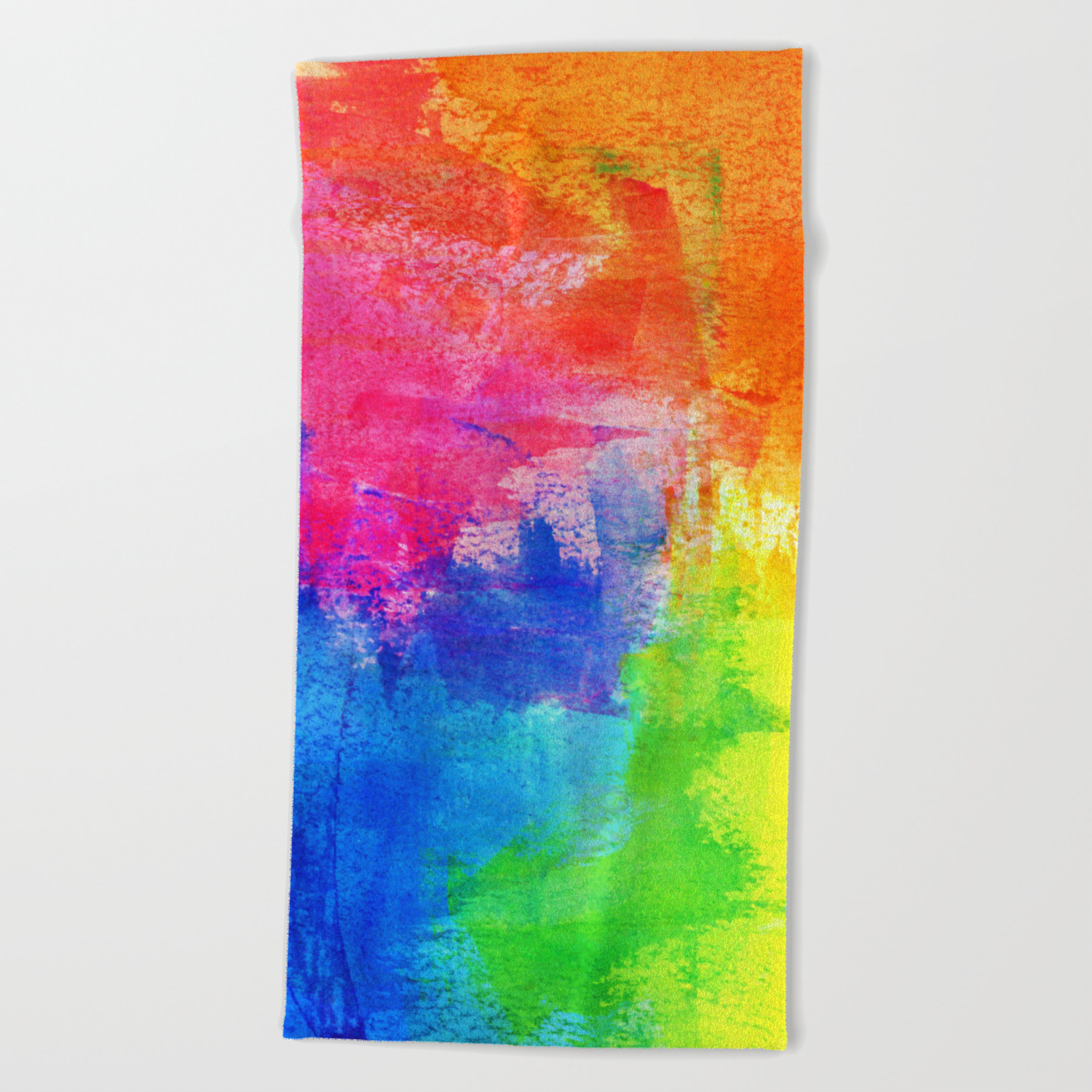 Abstract Rainbow Painting By Emma Freeman Designs Beach Towel By