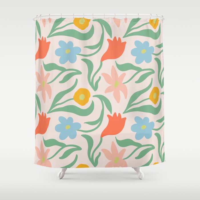 Minimalist abstract flowers Shower Curtain
