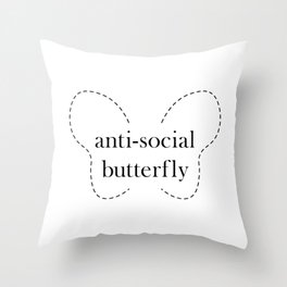 anti-social butterfly Throw Pillow
