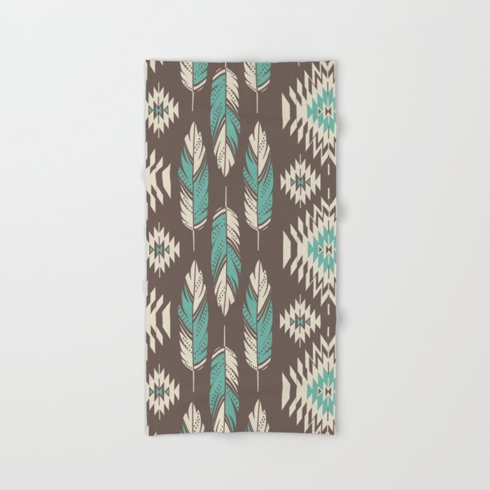 Turquoise and top brown bath towels
