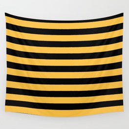 Yellow and Black Bumblebee Stripes Wall Tapestry