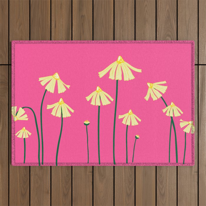 little yellow flower patch Outdoor Rug