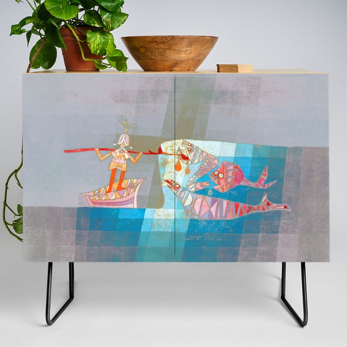 Remix The Seafarers Painting by Paul Klee Bauhaus Abstract Art Credenza