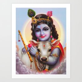 Bal Krishna with his Calf Art Print