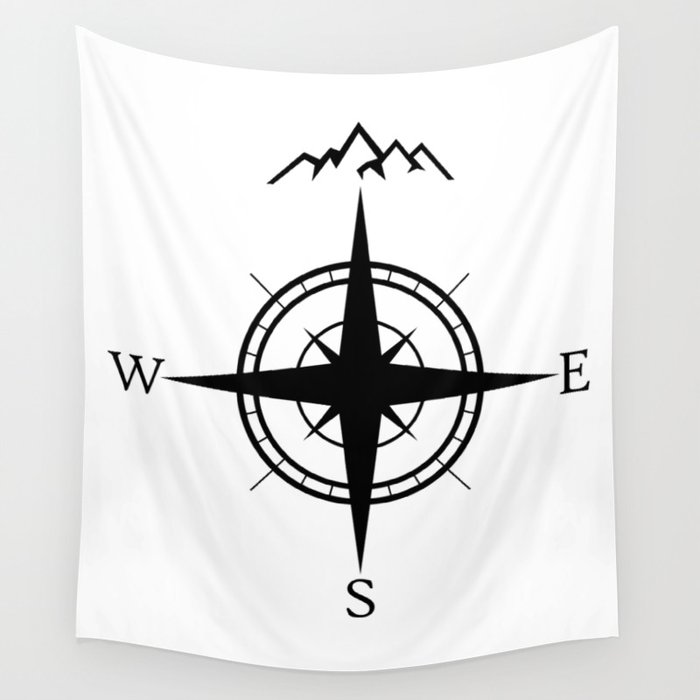 Mountain Compass Wall Tapestry