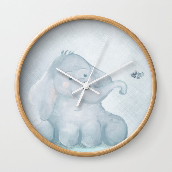 Baby Elephant and Butterfly Friend Wall Clock