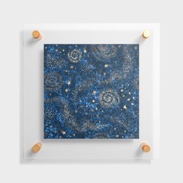 Magical Starry Night Sky Golden Cosmic Swirls Floating Acrylic Print