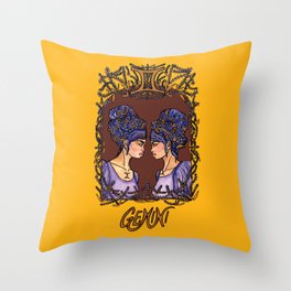 Gemini: Art Nouveau Zodiac Throw Pillow