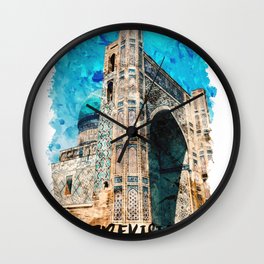 Uzbekistan Asia city watercolor Wall Clock