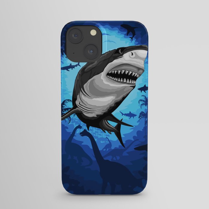 Shark Great White on Surreal Jurassic Scenery iPhone Case