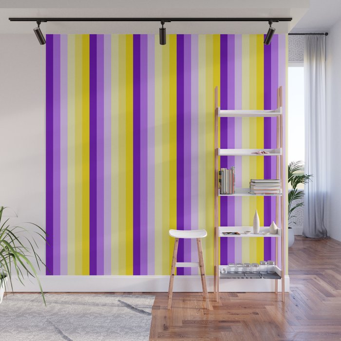 Yellow Purple Wall Mural By Team Colors, Curtain Color For Purple Wall