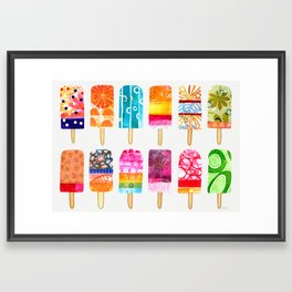 Summer day ice pops - rainbow popsicles Framed Art Print