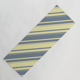 [ Thumbnail: Slate Gray & Pale Goldenrod Colored Stripes Pattern Yoga Mat ]
