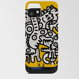 Black and White Cool Monsters Graffiti on Yellow Background iPhone Card Case