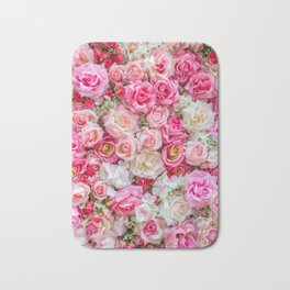 Pink & Red Roses Bath Mat | Feminine, Pinkredroses, Flowers, Pinkfloral, Romantic, Pink, Roseflowers, Hotpink, Flowerblossoms, Pinkflowers 