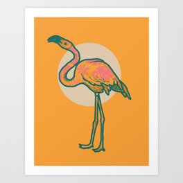 Retro Flamingo Art Print