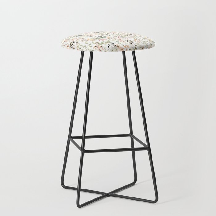 Dainty Intricate Pastel Floral Pattern Bar Stool by ...