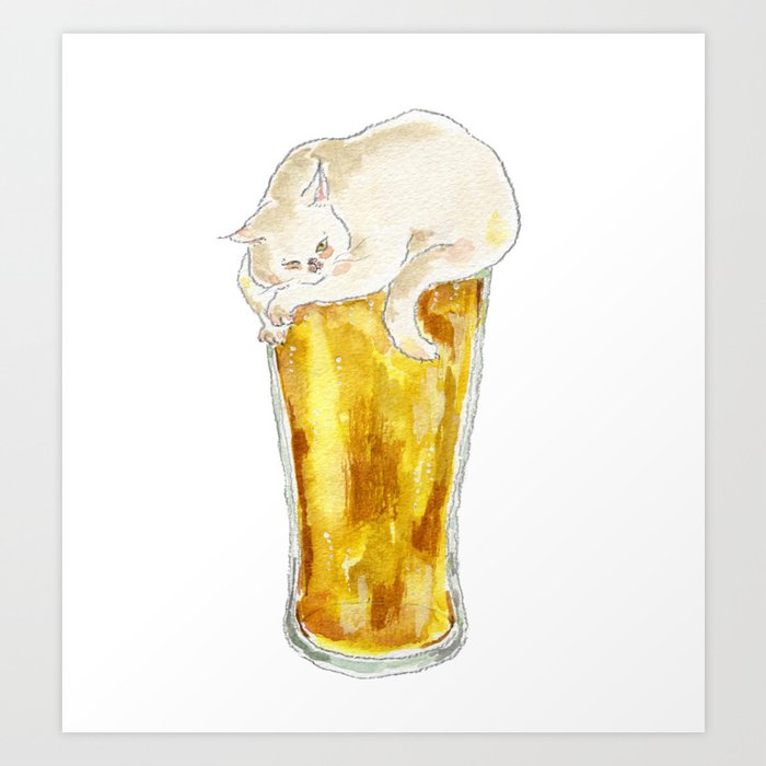 Beer Cat Art Print