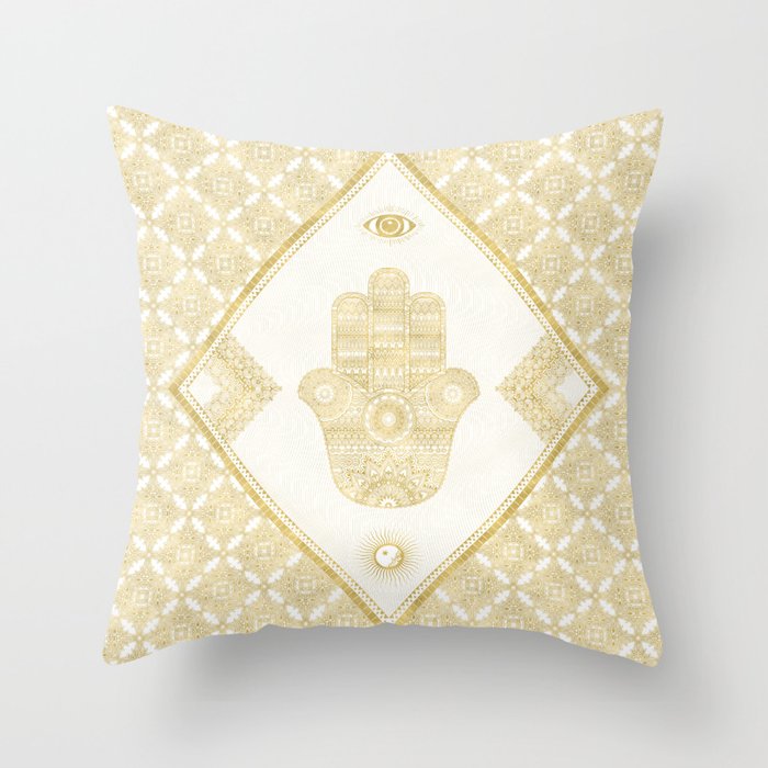 Fatima Hand (gold) Throw Pillow