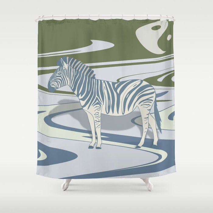 Wavy Zebra in Balance Shower Curtain