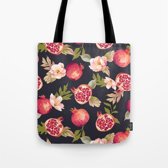 Pomegranate patterns - floral roses fruit nature elegant pattern Tote Bag
