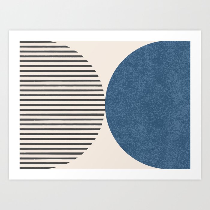 Semicircle Stripes - Blue Art Print