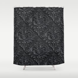 Black Damask Shower Curtain