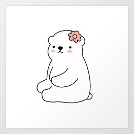 kawaii polar bear Art Print | Cute, Drawing, Digital, Blushingpolarbear, Blushingbear, Bear, Lovely, Lovelypolarbear, Blushing, Happybear 