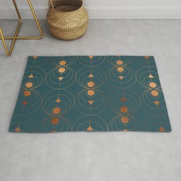 Copper Art Deco on Emerald Rug