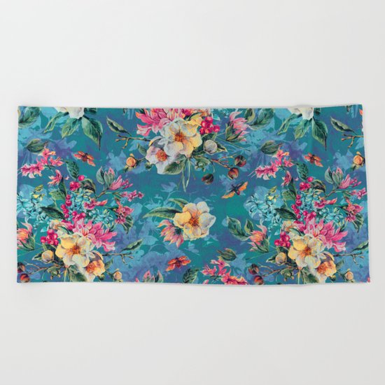 Floral Ocean III Beach Towel