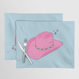 Abstract Cowboy Hat Pink And Blue Print Preppy Modern Aesthetic Placemat