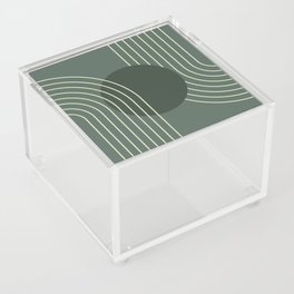 Geometric Lines in Sage Green 25 (Rainbow Abstraction) Acrylic Box