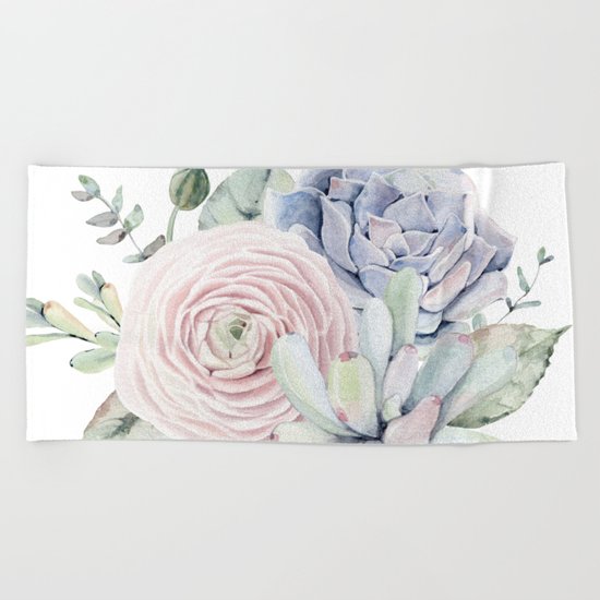 Succulent Blooms Beach Towel