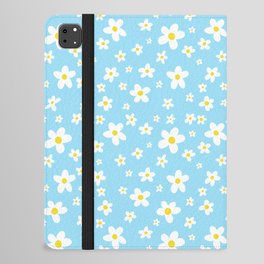 White Daisies with Baby Blue Pattern iPad Folio Case