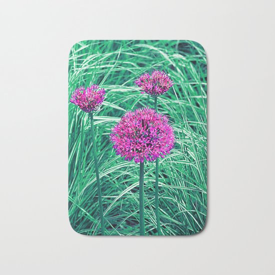 Purple ball flowers Bath Mat
