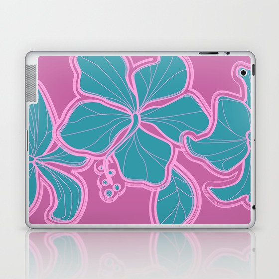 Kailua Hibiscus Hawaiian Sketchy Floral Design Laptop & iPad Skin