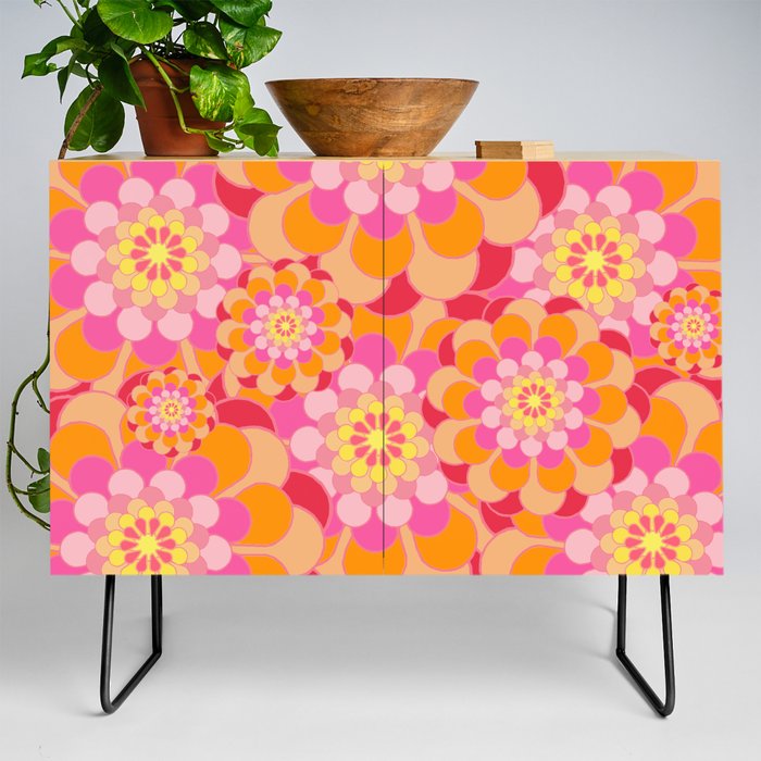 Floral Abstract Pattern Design Credenza