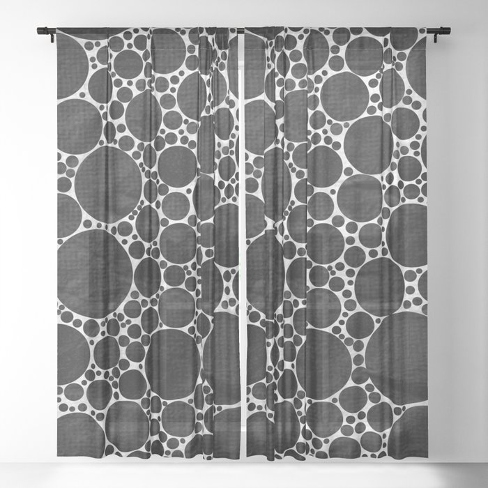 Modern Black And White Textured Bubble Design Sheer Curtain By