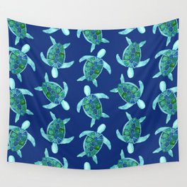 Save the Sea Turtles |Watercolor Blue Green| Renee Davis Wall Tapestry