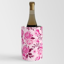 Abstrsct Geometric Girly Hot Pink Burgundy Flowers Wine Chiller