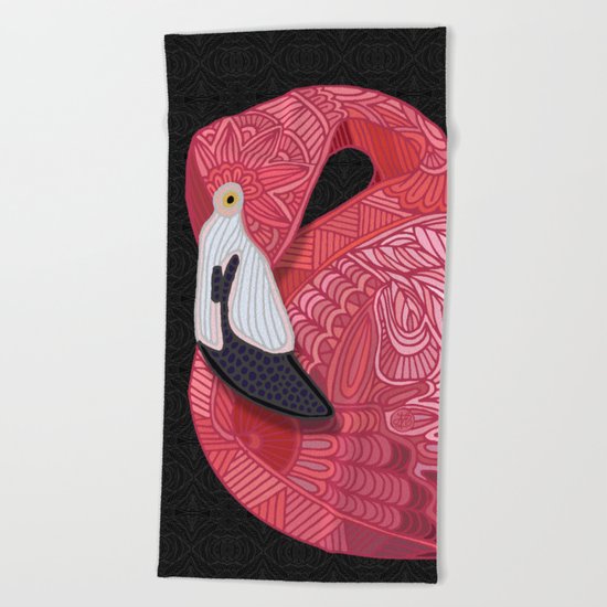 Pink Flamingos 2016 (black) Beach Towel